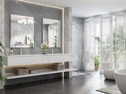 Bathroom Mirrors for Wall Beveled, 28"x36" Frameless Bathroom Vanity Mirror, Wall Mount Mirror for Bedroom Entryway Living Room Hangs Horizontally or Vertically