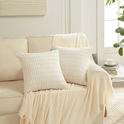 Fancy Homi 4 Packs Decorative Throw Pillow Covers for Living Room Couch Bed, Modern Farmhouse Boho Home Décor Accent Cushion Case, 14" x 14", Neutral