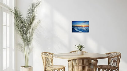TutuBeer 1 Panel Beach Pictures Wall Art Beach Canvas Wall Art Blue Ocean at Sunrise Picture Print on Canvas Sea Artwork for Walls Seascape Pictures for Home Decor Ready to Hang 12x18inch