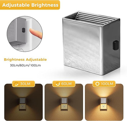 L LOHAS LED Night Light,Night Lights Plug into Wall,[2-Pack] Dimmable Night Light with Light Sensor,3000K Warm White,Silver Nightlight for Bathroom Hallway Kitchen