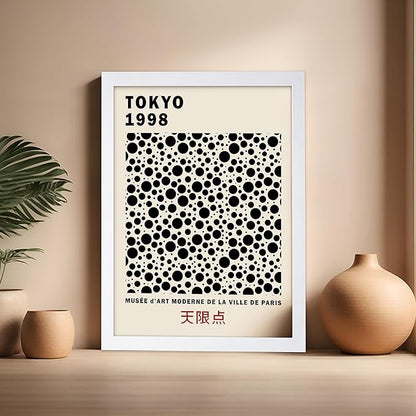 Poster Master Vintage Poster - Retro Pop Art Print - Gift for Artist, Friend - Black Dots, Tokyo, Ville de Paris, Modern, Abstract - Wall Decor for Home, Office, 16x20 White Framed