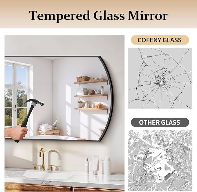 COFENY Bathroom Mirror, 30x60 Inch Black Oval Large Wall Mounted Mirror with Thin Metal Frame, Modern Bathroom Vanity Mirrors for Over Sink, Entryway, Living Room, Bedroom