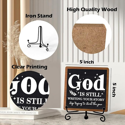 Home Decor, Farmhouse Shelf Decor For Living Room, Boho Aesthetic Table Decorations, Christian Gifts For Women Men, Entryway Tv Stand Fireplace Mantle Coffee Table Decoration (story-02)
