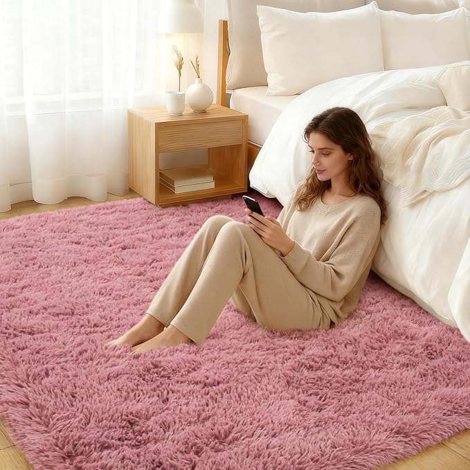 Area Rug for Living Room 6x9, Ultra Soft Shaggy Area Rugs for Bedroom, Upgrade Non-Slip Plush Fuzzy Carpet for Bedroom Girls Boys Room Home Nursery Teens Modern Indoor Home Dorm Decor,Pimk
