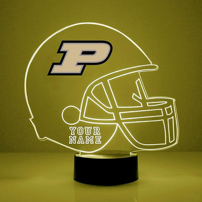 Custom Purdue University (PUR) Boiler Makers Football Helmet LED Sign Night Light Lamp with Remote, Personalized Name, Text, Officially Licensed from the CLC by Mirror Magic Gifts, Made in the USA