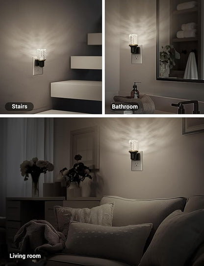 JandCase LED Night Light, Dimmable Night Lights Plug into Wall, Modern Nightlight with Auto On Off Light Sensor, 5000K Daylight White Night Light 0-100LM Brightness for Bathroom Hallway Bedroom Decor