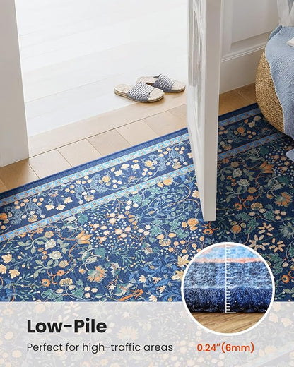 AMADA HOMEFURNISHING Entryway Rugs 2x3 Small Rug, Floral Washable Area Rug Door Mat with Non-Slip Backing, Soft Low Pile and Durable Edge Binding Throw Rug, for Entryway, Kitchen, Bathroom