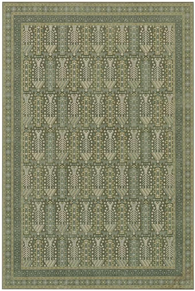 Rugxara 5x7 Washable Area Rugs for Bedroom & Living Room - Floral Boho Vintage Rug,Soft & Non-Slip,Low Pile Wool Carpet for Indoor Dining Room,Girls Room,Nursery Room and Kids Room(Olive Green)