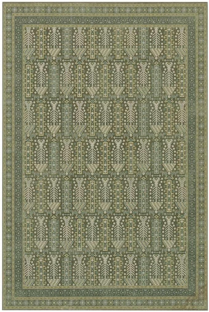 Rugxara 5x7 Washable Area Rugs for Bedroom & Living Room - Floral Boho Vintage Rug,Soft & Non-Slip,Low Pile Wool Carpet for Indoor Dining Room,Girls Room,Nursery Room and Kids Room(Olive Green)