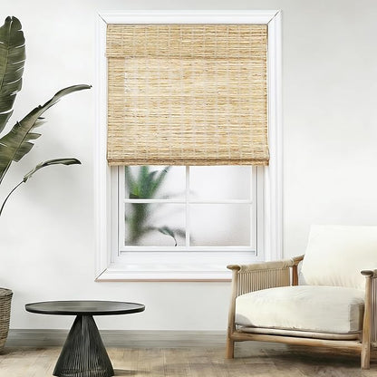 Motorized Bamboo Roman Shades, Motorized Blinds with Remote Compatible with Homekit, Alexa GoogleHome, Smart Wood Woven Shades for Indoor Windows, Customize, Driftwoven