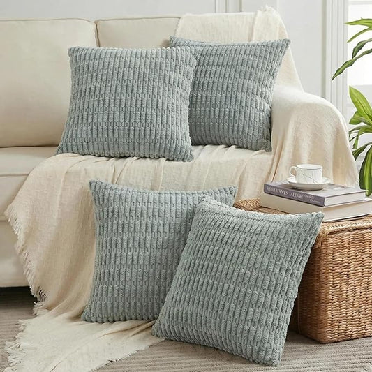 Fancy Homi 4 Packs Decorative Throw Pillow Covers for Living Room Couch Bed, Modern Farmhouse Boho Home Décor Accent Cushion Case, 12" x 12", Grey Blue