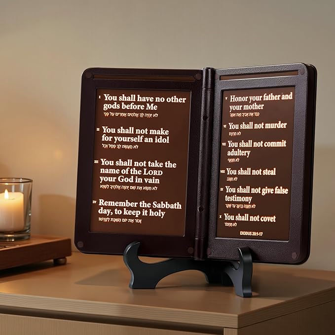mamre Bible Verses Lamp, The Old Testament Display Light - Thy Word is a lamp Unto My feet, and a Light Unto My Path. - Exodus 20:1-17 The Ten Commandments, Religious Inspirational Gift