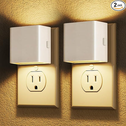 DORESshop LED Night Lights Plug into Wall [2 Pack], Plug in Nightlight, 3 Level Brightness Adjustable Night Light, Dusk to Dawn Sensor, Nightlights for Adults, Bedroom, Bathroom, Hallway, White