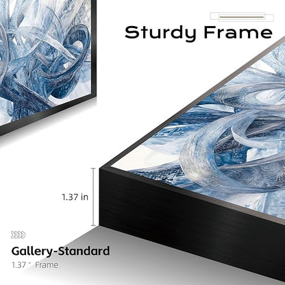 Large Wall Art for Living Room Bedroom Office Entryway, Gray White Modern Abstract Luxury Framed Crystal Porcelain Wall Decor, Waterproof Easy Clean Artwork for Home Hotel Restaurant Spa 24x48 Inch