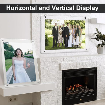 Thyle 8 Pcs Acrylic Photo Frame 11x14'' Clear Floating Picture Frame for Wedding Photos Art Prints Photography Gallery Wall Display Hanging or Tabletop for Living Room Hallway or Entryway (Black)