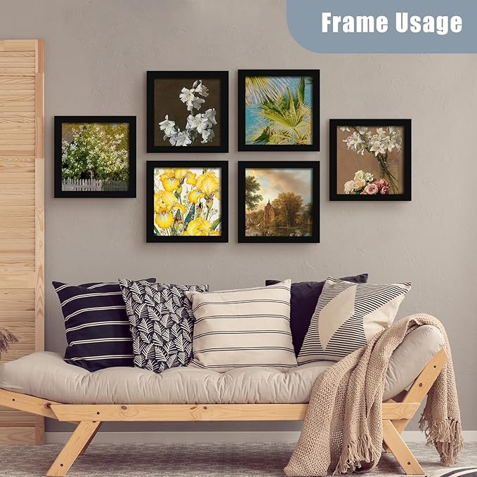 SESEAT 8x8 Picture Frame Set of 10, Display Pictures 8x8 Prints Without Mat, Tabletop or Wall Mounting, Black