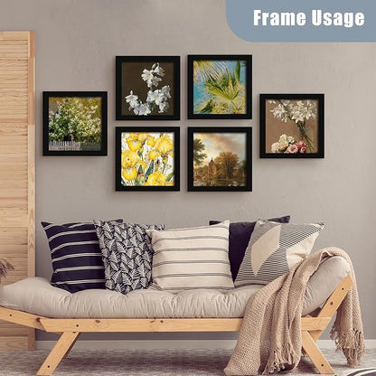 SESEAT 8x8 Picture Frame Set of 10, Display Pictures 8x8 Prints Without Mat, Tabletop or Wall Mounting, Black