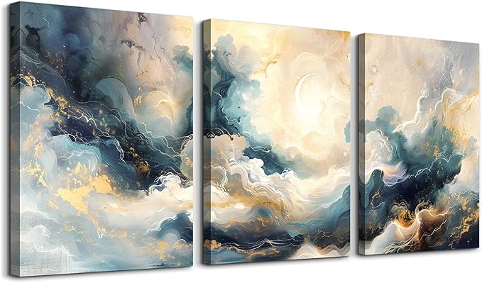 TTHYUEWS Abstract Canvas Wall Decor For Bedroom Wall Art For Living Room Minimalism Ink Paintings Modern Office Wall Decorations Framed Canvas Prints Wall Pictures Artworks Room Home Decor 3 Pieces