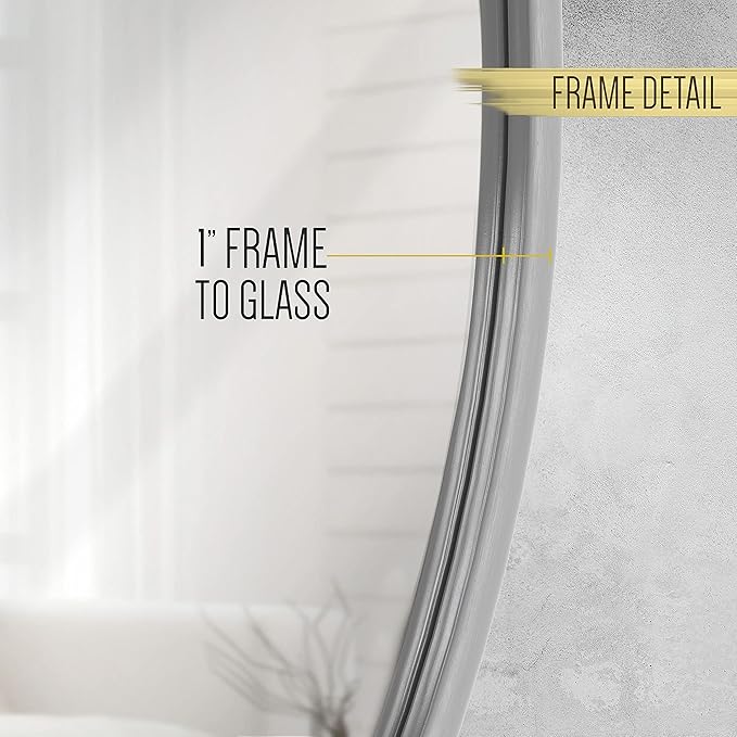 HBCY Creations Medium Round Mirror, Silver 30 inch Wall Mirror for Entryway, Bathroom, Living Room and More, Modern Minimalist Mirror for Both Rustic and Boho Design and Decor