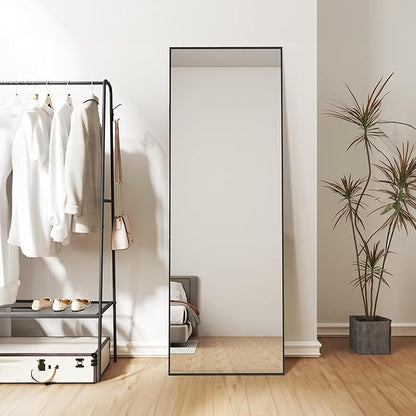 Simple Deluxe Full Length Mirror, 64"×21" Large Floor Mirrors, for Wall Door Bedroom Bathroom Living Room (Black)