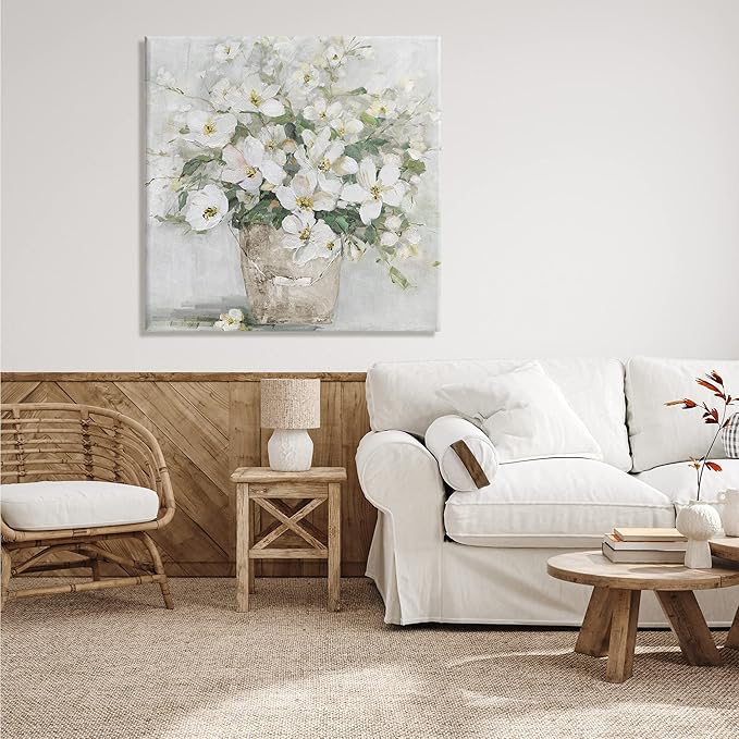 Stupell Industries 'Farmhouse Poppies Floral Blossom Bouquet Country Bucket', Canvas Art, 36 x 36 Inches, Easy to Hang and Sturdy, Made in USA, by Sally Swatland