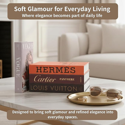 PROBENEX Glam Large | 4 PCS Faux Decorative Books for Home Decor | Not Real Books (Cardboard Boxes) | Coffee Table, Bookshelf & Shelf Styling Display Props for Living Room, Office