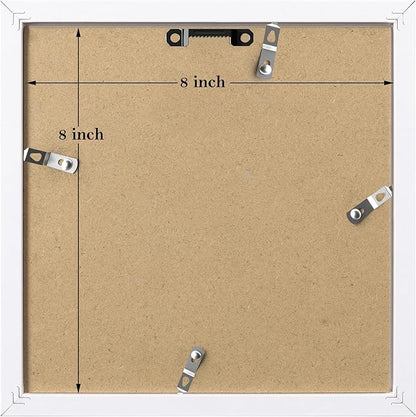 eletecpro 8x8 Picture Frames Set of 9 with Mat for 4x4 Photos or without Mat for 8x8, Square Gallery Wall Decor Collage for Picture Display, White Frame Set for Wall Hanging