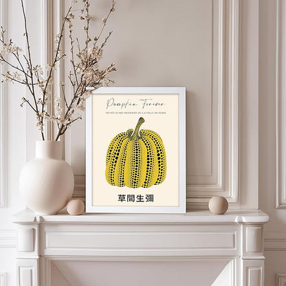 Poster Master Vintage Poster - Retro Pop Art Print - Gift for Artist, Friend - Pumpkin Forever, Black Dot, Modern, Abstract - Wall Decor for Home, Office, 11x14 White Framed