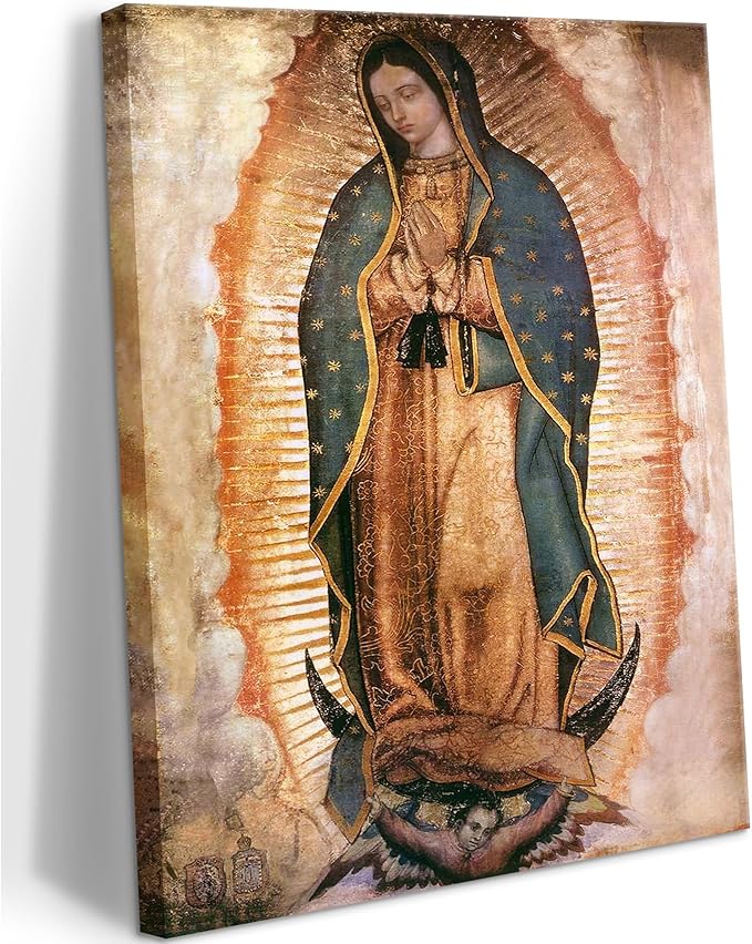 Mexico Our Lady of Guadalupe Portrait Wall Art Lamina enmarcada de Nuestra Señora de Guadalupe Painting picture Wall Decor Religion Catholic Poster Print Artwork for Altar bedroom 16x24 in Canvas