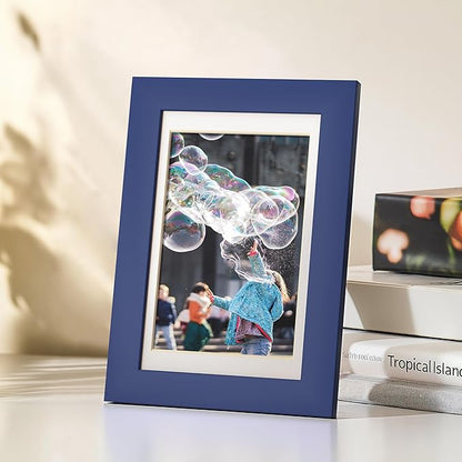 eletecpro 4x6 Picture Frames Set of 10, Picture Frame Collage Wall Decor Display 3.5x5 Photo with Mat or 4x6 without Mat, Home Decor Gallery Frame for Table Top or Wall Mounting, Blue