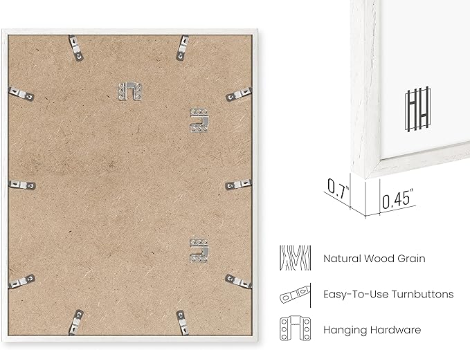 HAUS AND HUES White Oak Wood 16x20 Picture Frames - Set of 4, Elegant Frames for Posters and Photos