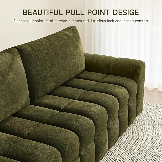ONBRILL 82" Loveseat Sofa, Modern Chenille Sofa Couch for Living Room, Pull Point Seat Cushion, Easy Assembly, Comfy Love Seat for Small Spaces, Bedroom, Apartment, Green