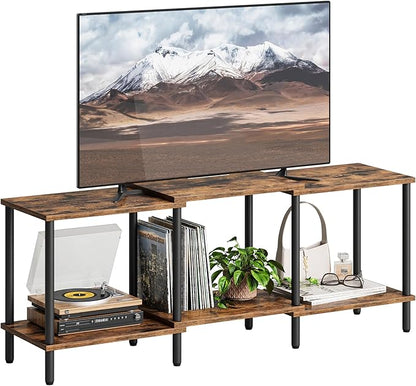 TV Stand, Entertainment Center, Industrial TV Media Console Table with Open Storage Shelves, 2 Tier TV Cabinet for Living Room, Bedroom LTS107RB