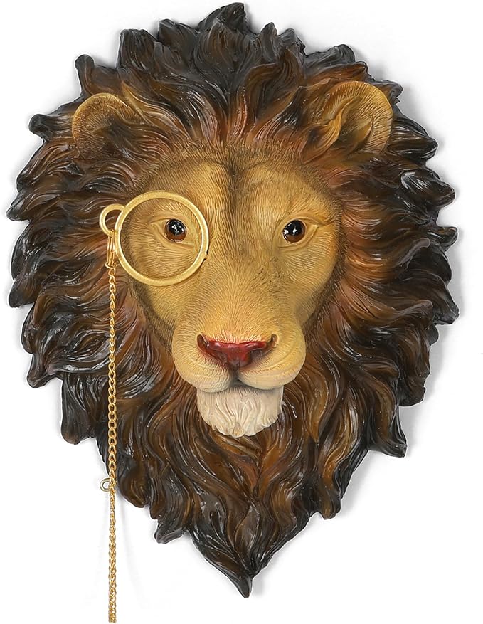 UITWMKTG Simulated Animal Head Wall Decor Colored Animal Sculptures Wall Mount 3D Wall Art Decoration for Home Bedroom Living Room Decor Lion