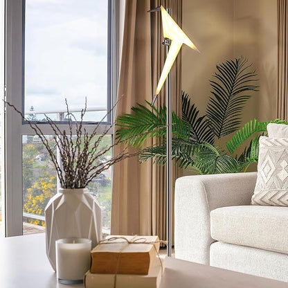 63" Modern Bird Floor Lamp, Silver Crane Bird Swing Floor Light Fixtures for Bedroom Dining Living Room