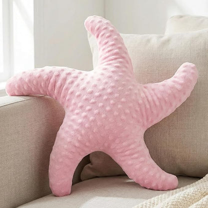 XIAIJIA Starfish Pillow Decorative Throw Pillow, 19.68x19.68 Inch Coastal Beach Pillow, Ocean Decor Beach Themed Room Accent Pillow for Couch Bed Bedroom（Pink）