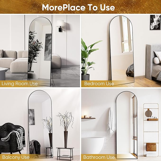 Antok Full Length Over-the-Door Hanging Mirror - Freestanding Wall Mount Leaning Body Mirror for Bedroom Living Room Entryway, 58" L x 21" W, Black