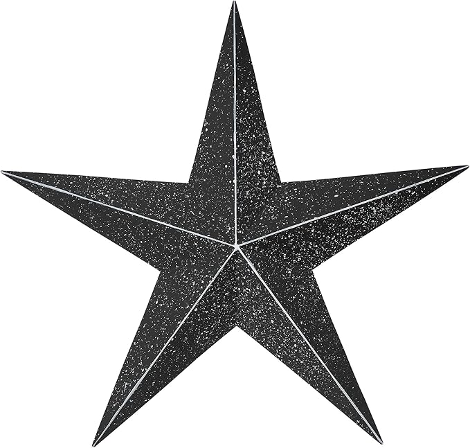 VHC Brands Patriotic Faceted Metal Star Black Wall Hanging 24x24, Independence Day Decor, American Star Design, Distressed Appearance Metal Wall Hanging, Star Shape, Country, Charcoal Black