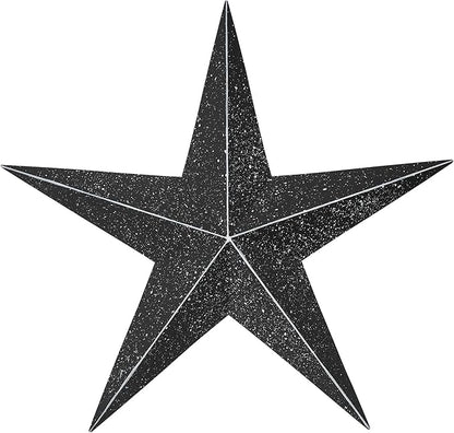 VHC Brands Patriotic Faceted Metal Star Black Wall Hanging 24x24, Independence Day Decor, American Star Design, Distressed Appearance Metal Wall Hanging, Star Shape, Country, Charcoal Black