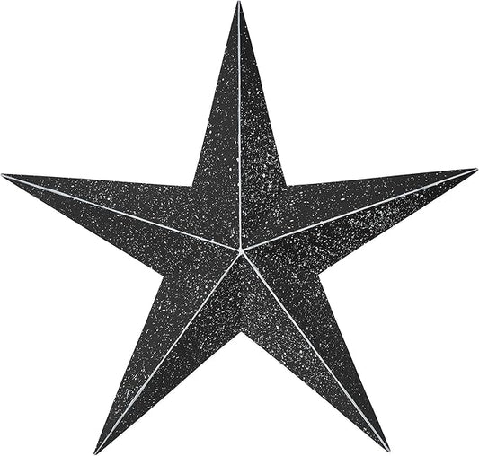 VHC Brands Patriotic Faceted Metal Star Black Wall Hanging 24x24, Independence Day Decor, American Star Design, Distressed Appearance Metal Wall Hanging, Star Shape, Country, Charcoal Black