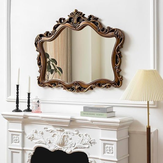 SHYFOY Vintage Mirrors for Wall Decor – 37" x 28" Large Ornate Baroque Antique Wall Mirror, Decorative Gold French Traditional Design, Anthropologie Mirror Dupes for Living Room, Bedroom & Entryway