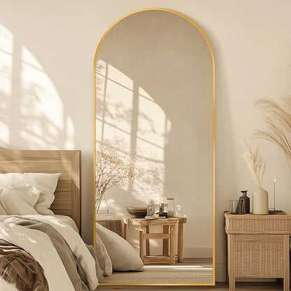 Full Length Mirror, 71"x28" Oversized Arched Mirror Large Standing Mirrors, Tall Mirrors Body Floor Mirror for Bedroom Living Room Aluminum Frame, Gold