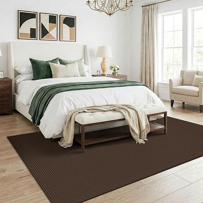 KOZYFLY Washable 5x7 Living Room Rug, Non Slip Woven Area Rugs, Braided Floor Carpet for Entryway, Kitchen, Bedroom, Dining Room, Office, Cotton Rug Indoor Decor, Brown/Dark Brown