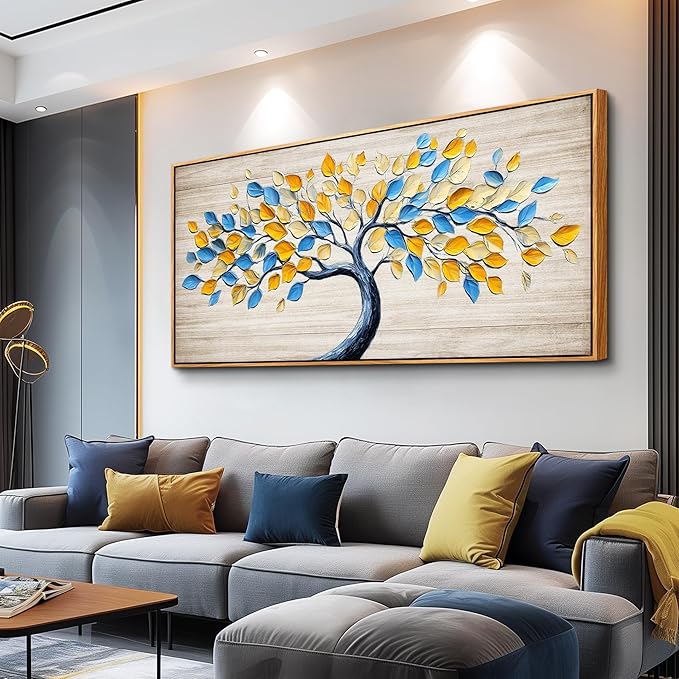 Wapluam Large Canvas Wall Art For Living Room,Tree Of Life Wall Art,Abstract Canvas Painting Art Prints,Above Bed Wall Decor,Nature Modern Pictures Wall Decor For Bedroom Bathroom Dining Room Office
