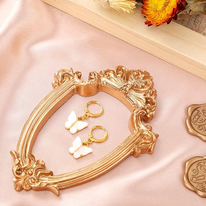 Yulejo 10 Pcs Vintage Gold Mini Frames Set, Baroque Victorian Ornate Decorative Frames for Gallery Wall Decor, DIY Jewelry Display, Antique Frame for Home, Wedding, Room, No Glass or Backing (Gold)