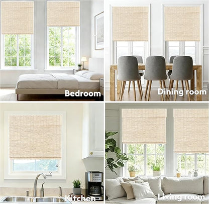 Motorized Bamboo Roman Shades, Motorized Blinds with Remote Compatible with Homekit, Alexa GoogleHome, Smart Wood Woven Shades for Indoor Windows, Customize, Tidebeam