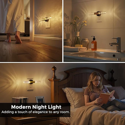 L LOHAS LED Night Light, Rotating Night Lights Plug into Wall, Light Sensor, Soft White 3 Level Dimmable LED Nightlight Plug in, Acrylic Bubble Mini Light for Bedroom Bathroom Hallway Adults, 1 Pack