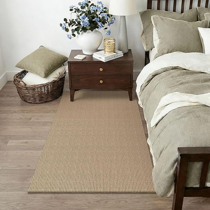 KOZYFLY Boho Rugs for Entryway 3x5 ft Washable Area Rug Non Slip Rubber Backed Entry Rug Woven Indoor Door Mat Cotton Kitchen Rugs Floor Carpet for Entryway, Foyer, Backdoor, Orange Beige/Tan/Brown