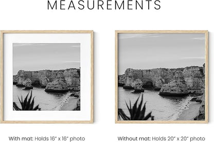 HAUS AND HUES Beige Oak Wood 20x20 Picture Frame Matted to 16x16 - Square Frame with Plexiglass, Elegant Frame for Wall Display (20x20 in, Beige, Set of 1)