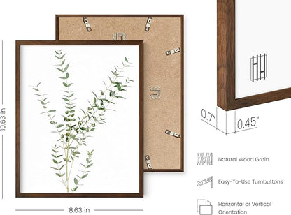 HAUS AND HUES Botanical Plant Wall Art - Set of 4 Prints, Floral Kitchen Decor, Eucalyptus Wall Art, Green Botanical Poster (Walnut Frame, 8x10)